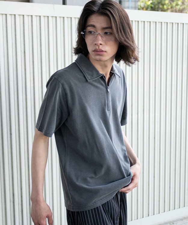 WEGO 【ユニセックス着用ITEM】ブリーチカノコハーフZIPポロ（SS） ブラック
