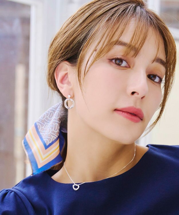 Tiaclasse 【金属アレルギー対応】　ストーンフープバインドピアス シルバー