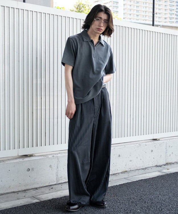 WEGO 【ユニセックス着用ITEM】ブリーチカノコハーフZIPポロ（SS） ブラック