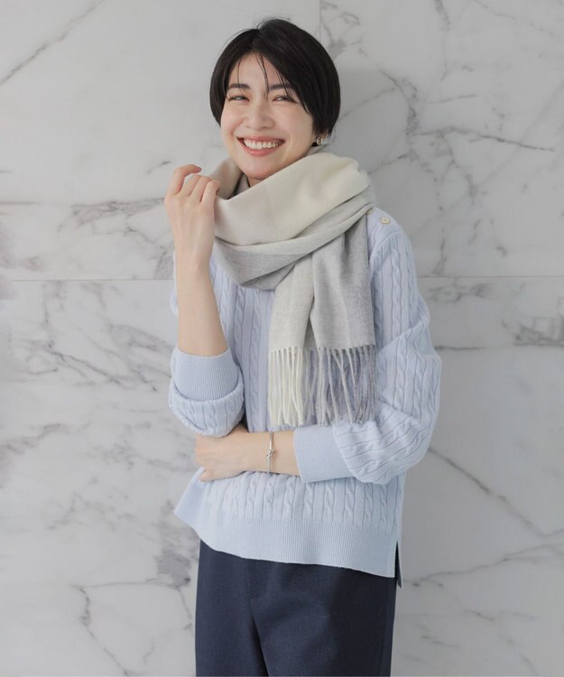 J.PRESS LADIES カシミヤチェック マフラー ライトグレー系3