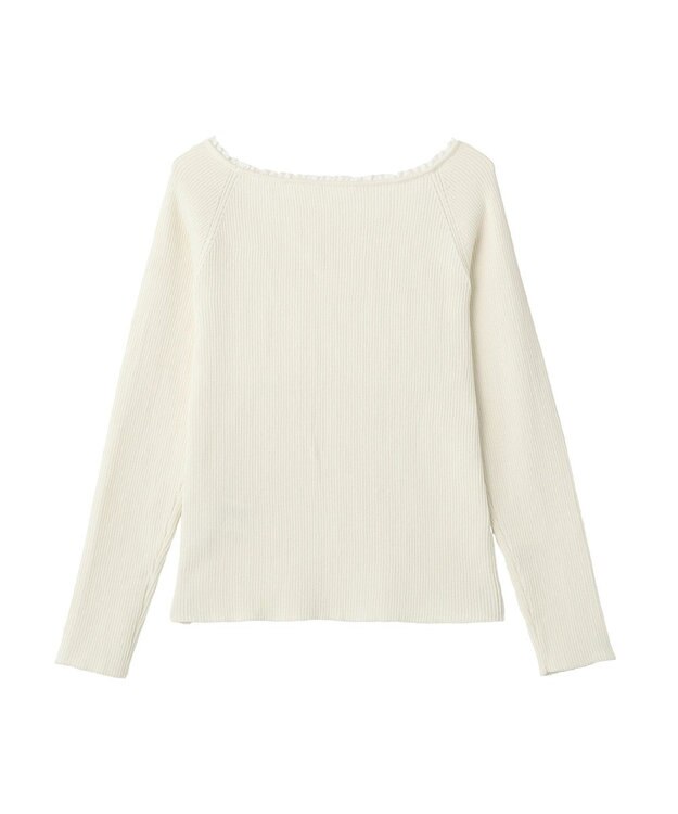 earth music&ecology 【予約】レーストリムリブニットプルオーバー アイボリー