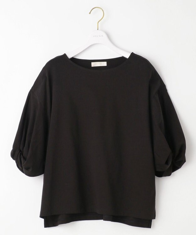 ANY SIS シルケットスムースツイストスリーブ カットソー ブラック