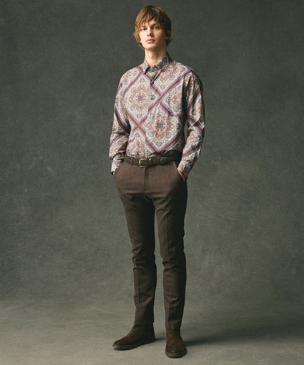 JOSEPH ABBOUD 【英国リバティ社・纏うアート・柄で魅せる】リバティプリント シャツ　25AW ダークブラウン系6