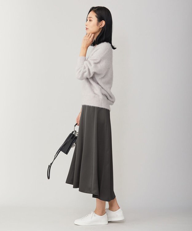 ICB 【洗える】 ヴィンテージヘビーサテン スカート チャコール系