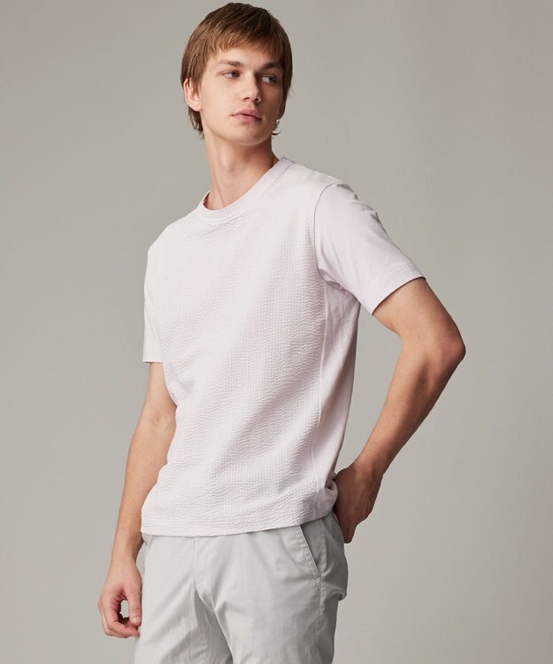 JOSEPH ABBOUD 【オーガニックコットン使用・日本製】JOEコットンサッカークルーネック Tシャツ ピンク系