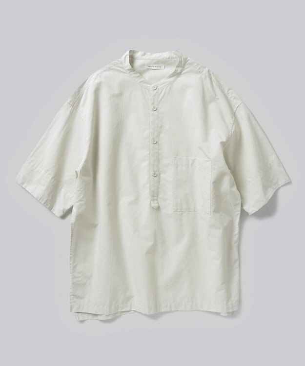 WHITE MAILS 【UNISEX】COTTON PAPER POPLIN BAND COLLAR PULLOVER シャツ オフホワイト