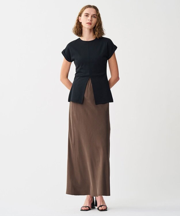 uncrave ダブルフェイスジャージー 2WAYスリットトップス ブラック