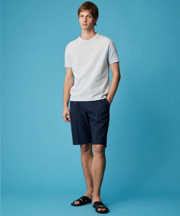 JOSEPH ABBOUD 【オーガニックコットン使用・日本製】JOEコットンサッカークルーネック Tシャツ スカイブルー系