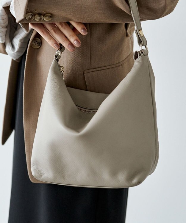 russet ソフトレザーシンプルショルダーバッグ (CE-1328-WEB) GrayBeige