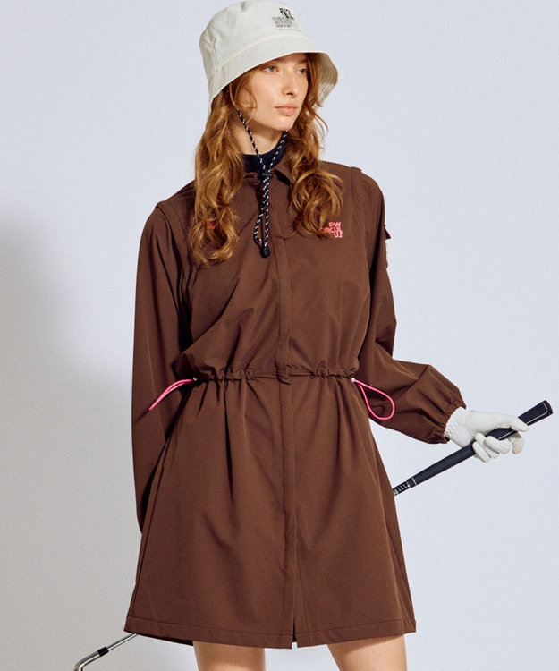 PW CIRCULUS 【着回し力2倍 / 2WAY】【WOMEN】袖2WAY デタッチャブルワンピース ゴルフウェア レディース ダークブラウン系