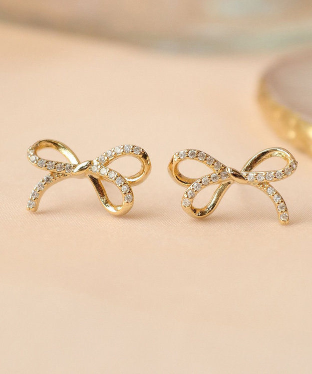 Tiaclasse 【金属アレルギー対応】ひねりリボンピアス ゴールド