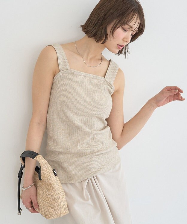 earth music&ecology チェーンリブラメカットタンクトップ Beige