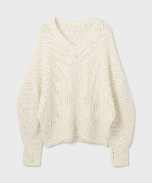 GRACE CONTINENTAL スパンコール畦ニットトップ ホワイト