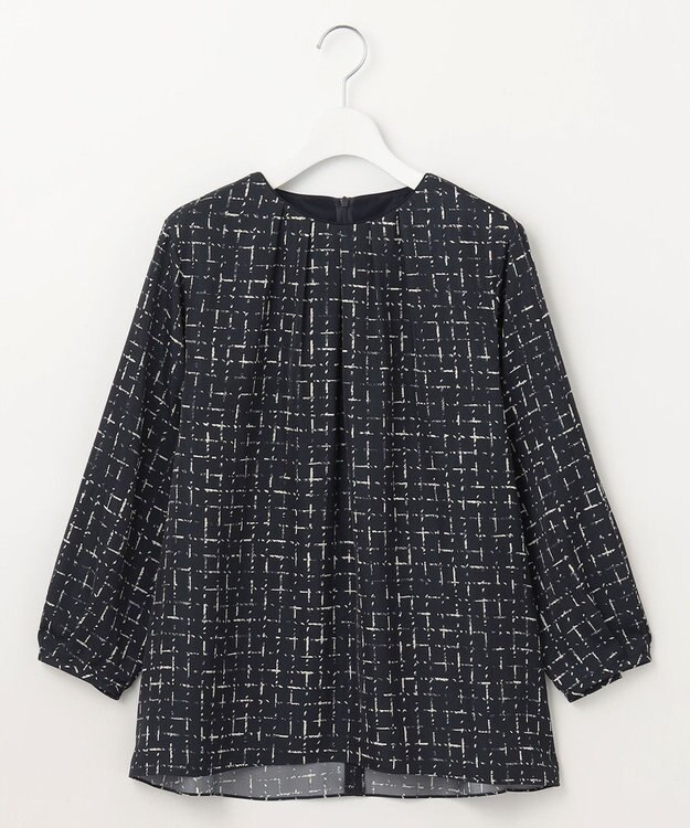 自由区 L 【セットアップ対応・洗える】スクラッチチェックプリント ブラウス ネイビー系5