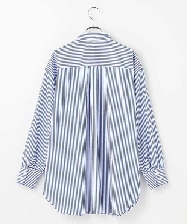#Newans 【洗濯機可】ロールアップカフスシャツ ブルーストライプ