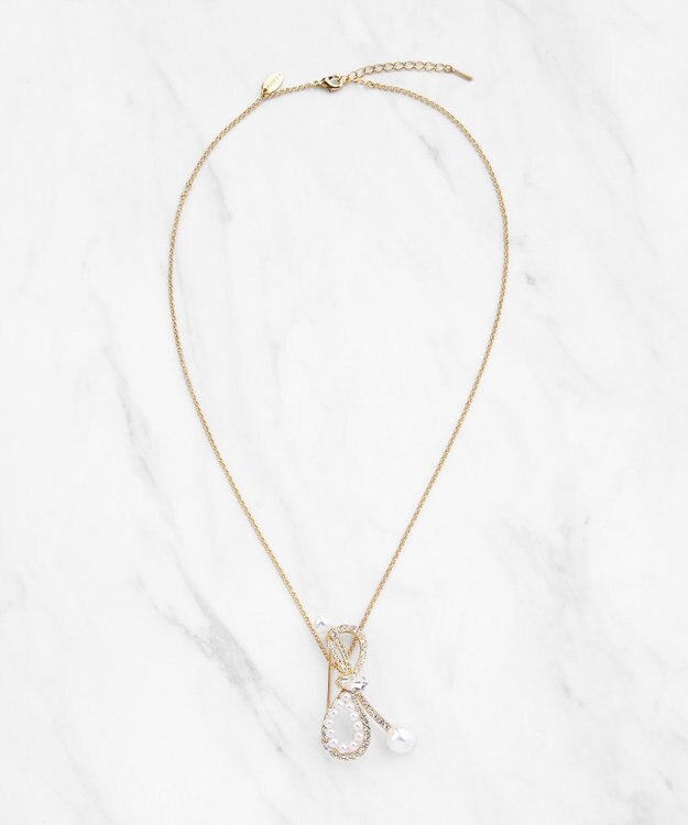 TOCCA 【八木アリサさん着用】SHAKE RIBBON 2WAY BROOCH NECKLACE ブローチネックレス ゴールド系