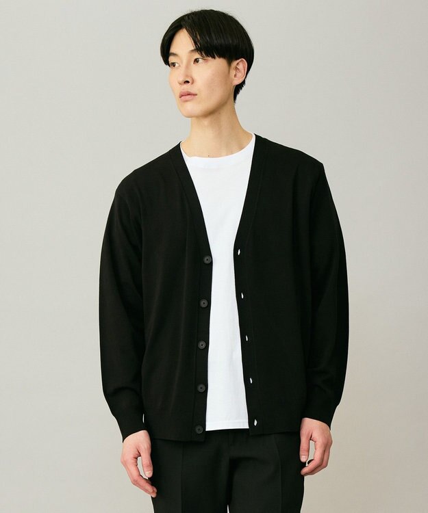 UNFILO MENS 【男女兼用】ソフトサーモ アンチピリングニット カーディガン ブラック