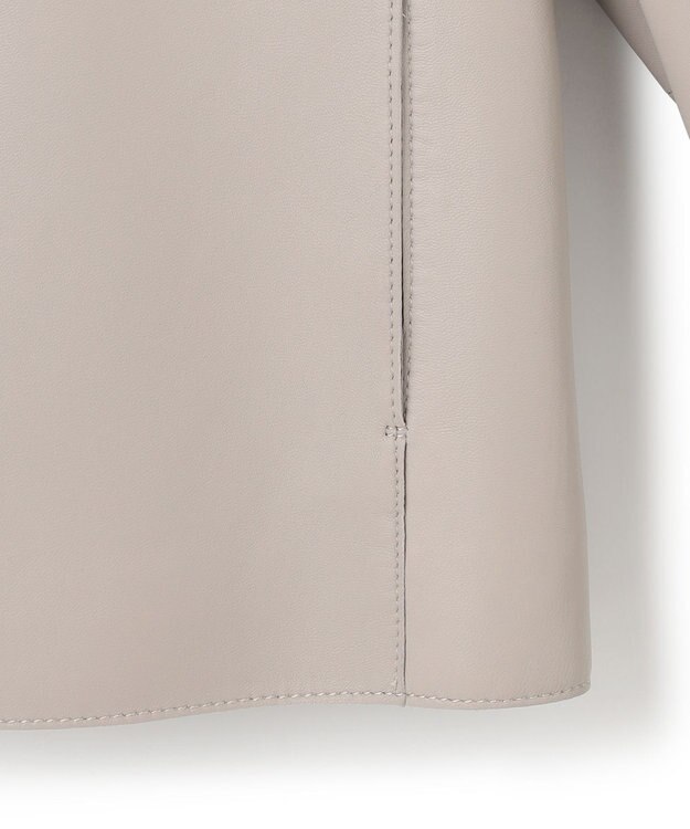 23区 ラムレザー ノーカラー ブルゾン アイボリー系