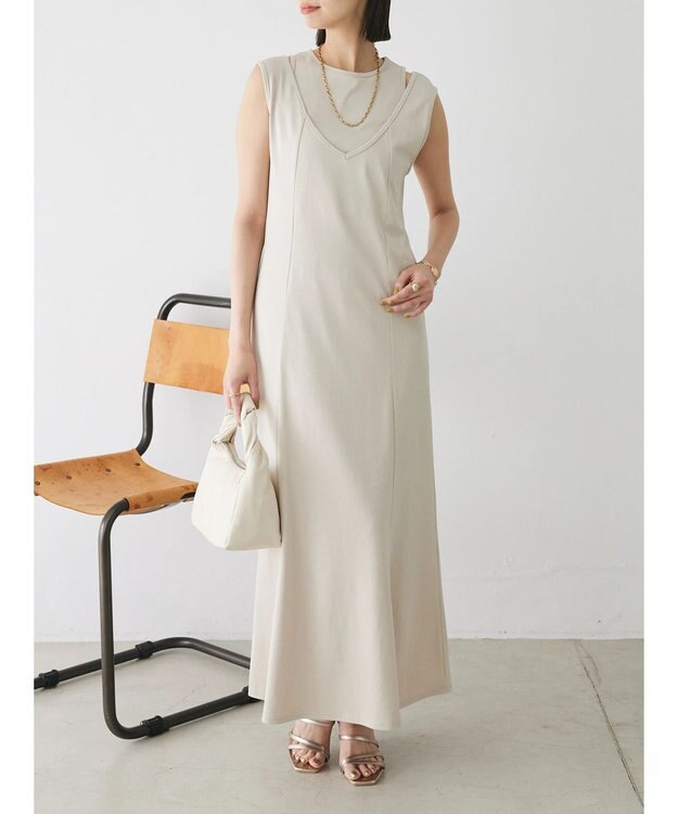 Green Parks カットワークデザインカットソーワンピース Beige