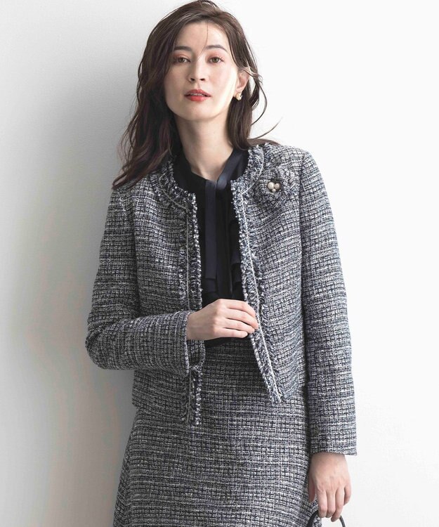 組曲 ツイードパールコサージュ ネイビー系1