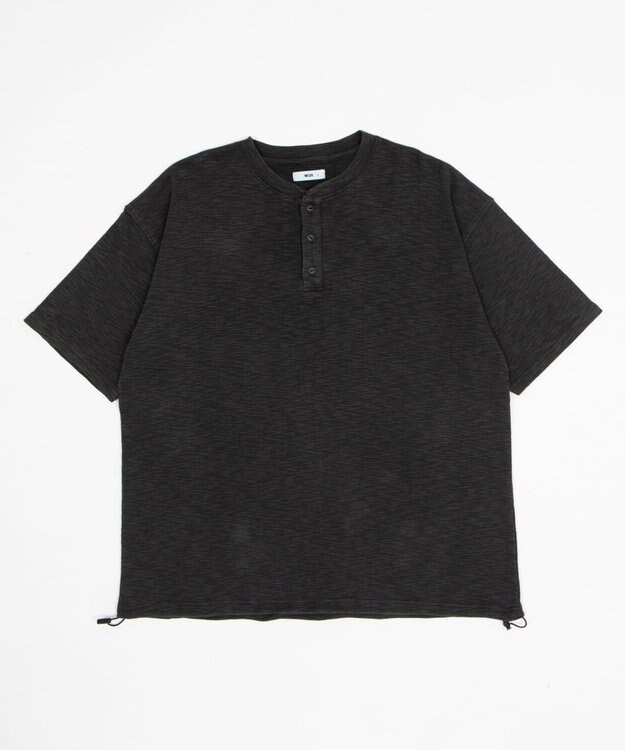 WEGO 【ユニセックス着用ITEM/MLサイズ展開】スラブヘンリーネックT（SS） ブラック中濃色