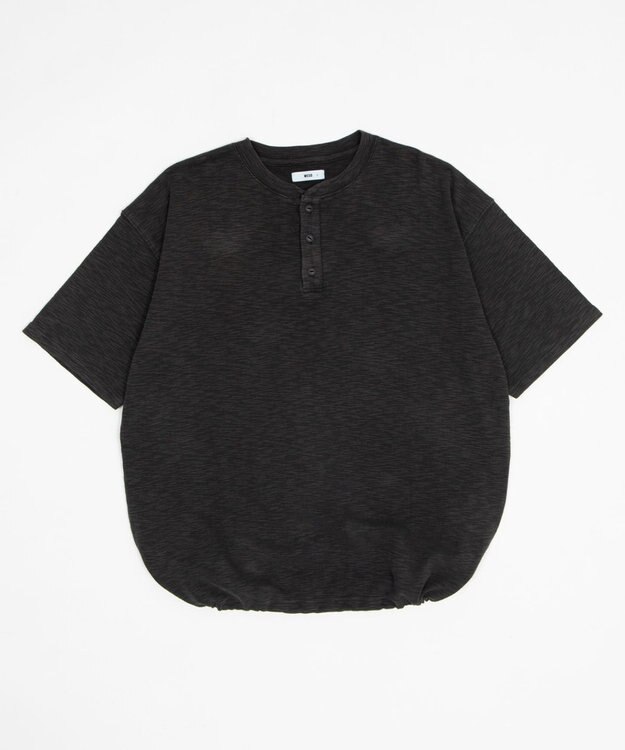 WEGO 【ユニセックス着用ITEM/MLサイズ展開】スラブヘンリーネックT（SS） ブラック中濃色