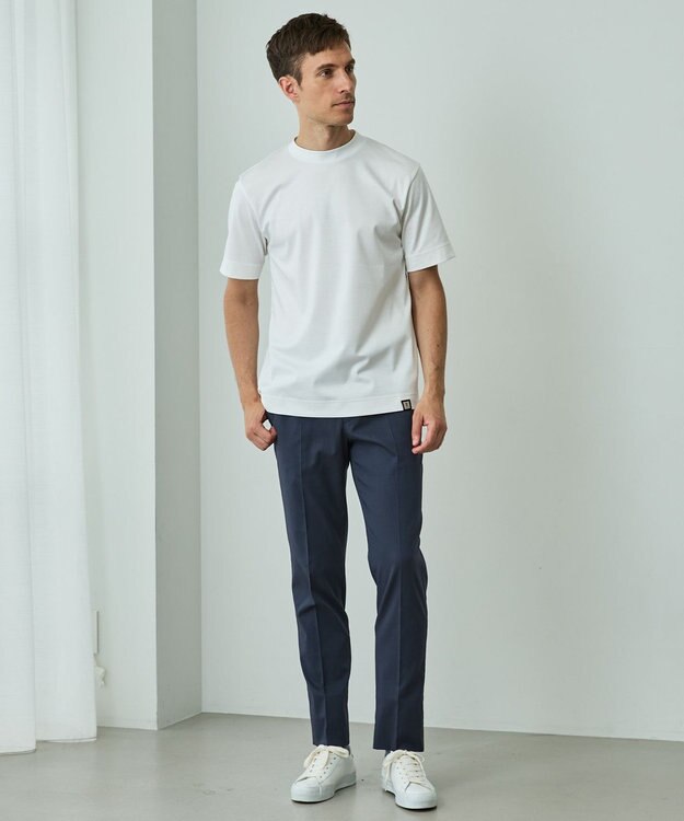 GOTAIRIKU 仕事で着られる綿100%【クルー以上モック未満】カバーネック DRESS Tシャツ(25年モデル) ホワイト系