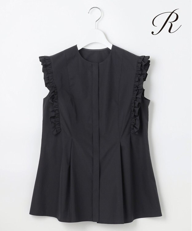 23区 L 【R(アール)】THOMAS MASON フリル ノースリーブブラウス ブラック系