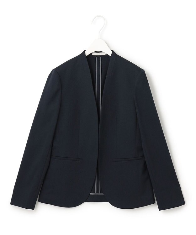 ICB 【洗える】 37.5TRストレッチ ノーカラージャケット ネイビー系