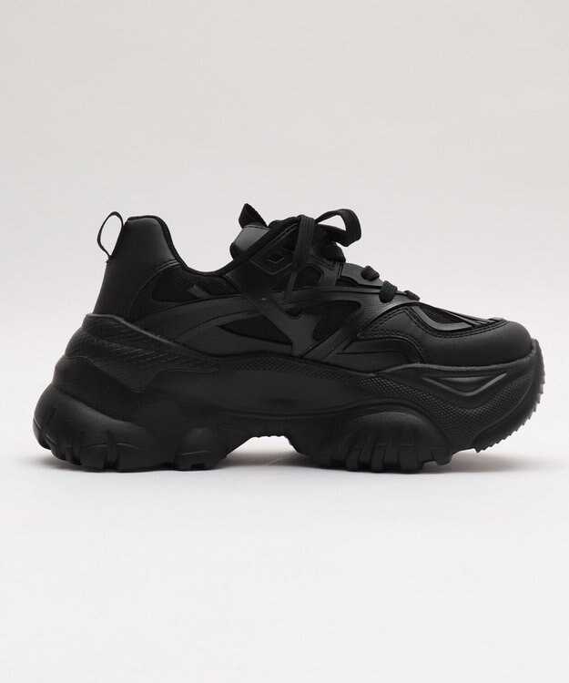 WEGO 【SMLサイズ展開】ラバーコンビ厚底スニーカー ブラック