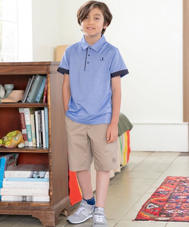 J.PRESS KIDS 【110-130cm】COOLMAX レジメン ポロシャツ ブルー系