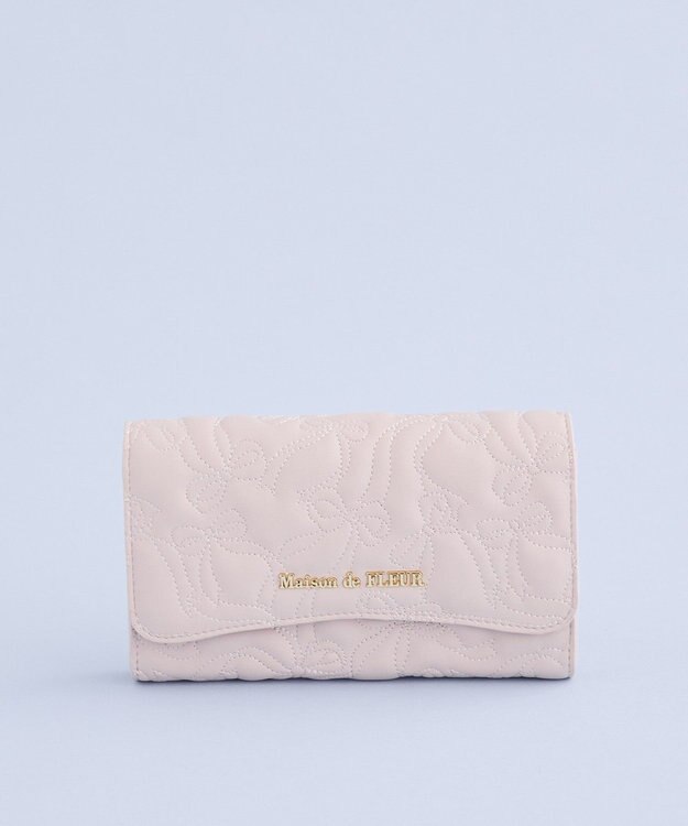 Maison de FLEUR リボンキルティングロングウォレット Pink