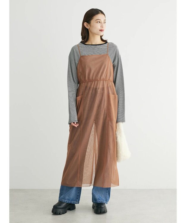 Green Parks ・ＥＬＥＮＣＡＲＥ　ＤＵＥ　チュールドロストキャミワンピ Brown