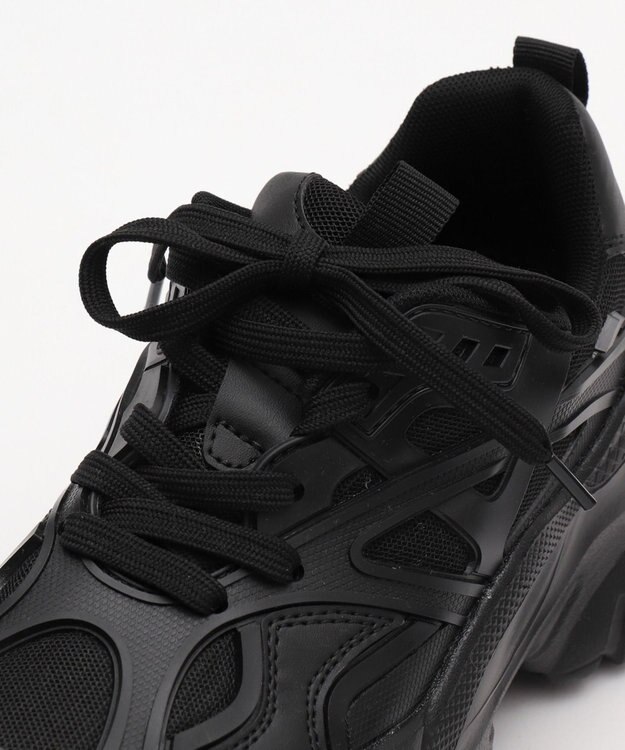 WEGO 【SMLサイズ展開】ラバーコンビ厚底スニーカー ブラック