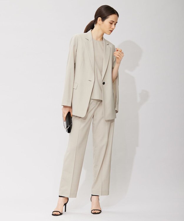 ICB 【洗える】 サマーウールトロ テーラードジャケット ライトオリーブ系