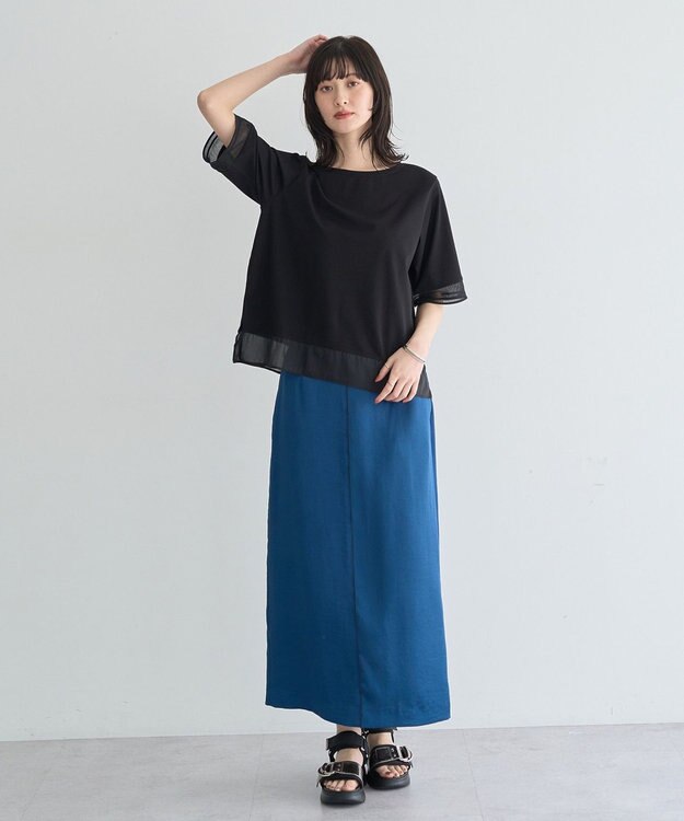 YECCA VECCA シャイニーツイルナロースカート Dark Blue