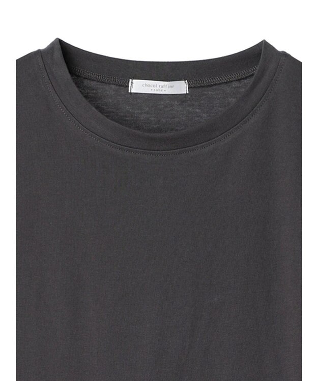 Green Parks 脇リボン５分袖布帛ドッキングプルオーバー Gray