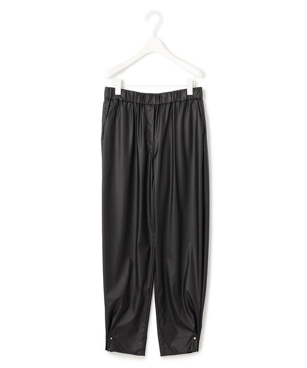 ICB 【洗える】 ライトフェイクレザー バレルパンツ ブラック系