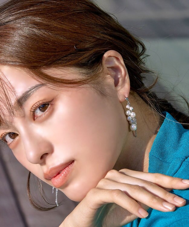 Tiaclasse パール＋タッセルチェーンピアス シルバー