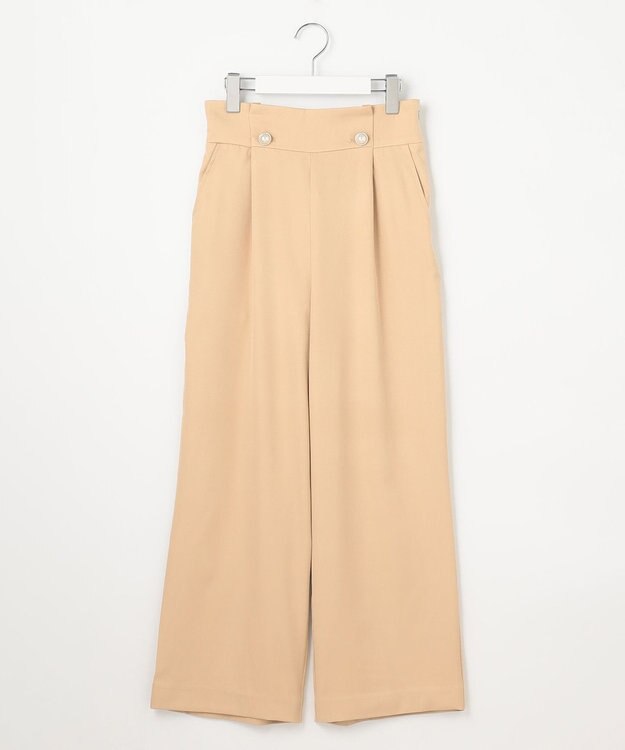 Feroux 【洗える】ウエストタックワイドパンツ ベージュ系