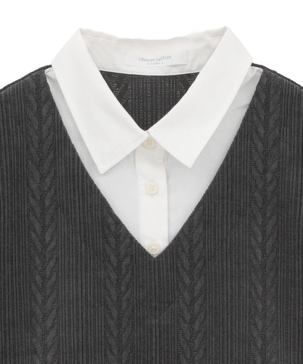 Green Parks カットモールドッキングシャツチュニック Charcoal Gray