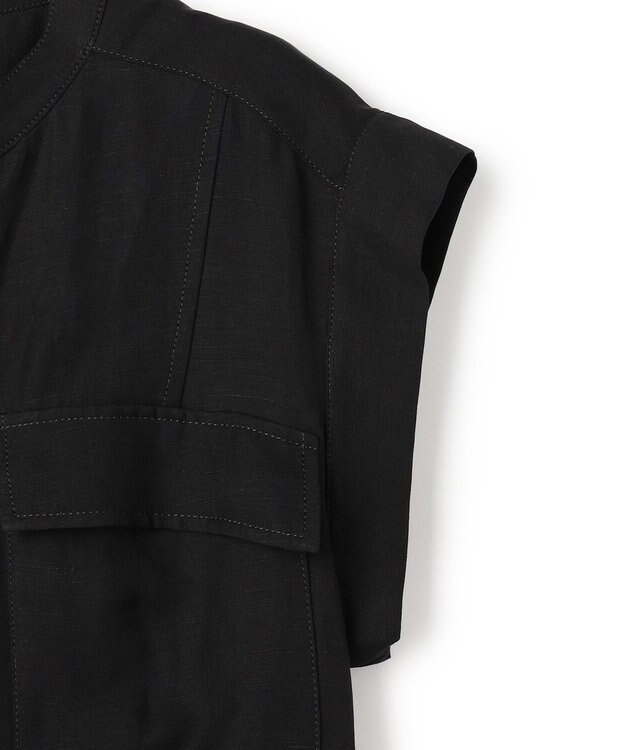 BEIGE， BERNARD / リネン混 フロントジップ スタンドカラードレス Black