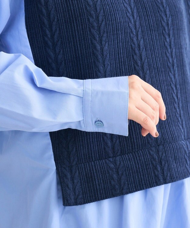 Green Parks カットモールドッキングシャツチュニック Navy