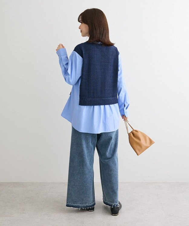 Green Parks カットモールドッキングシャツチュニック Navy