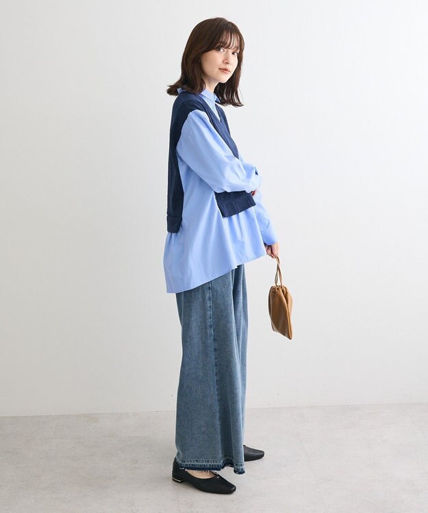 Green Parks カットモールドッキングシャツチュニック Navy