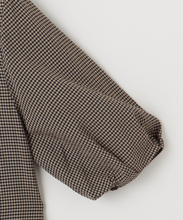 J.PRESS LADIES L 【洗える】バイカラーギンガムタンブラー スタンドカラー ブラウス ベージュ系3