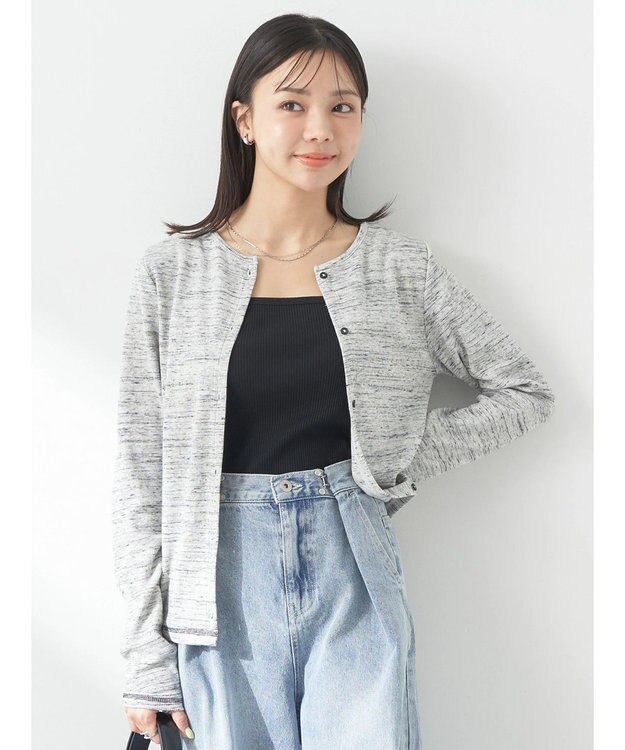 earth music&ecology メランジリブカーディガン（ｇｒａｙ） Gray Mixture