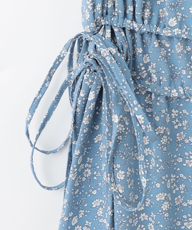 Feroux フラワープリントドロスト ワンピース ライトブルー