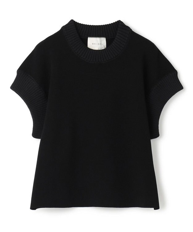 BEIGE， 【洗える・Oggi 11月号掲載】LAURA / ドライタッチ異素材リブニット Black