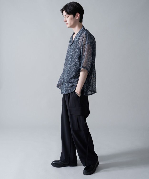 WEGO メッシュパターンオープンカラーシャツ（SS） 柄1